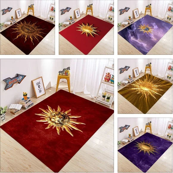Sun Mystical Area Rug – Gold Red Black Non-Slip Floor Mat Decorative Area Rug HIP