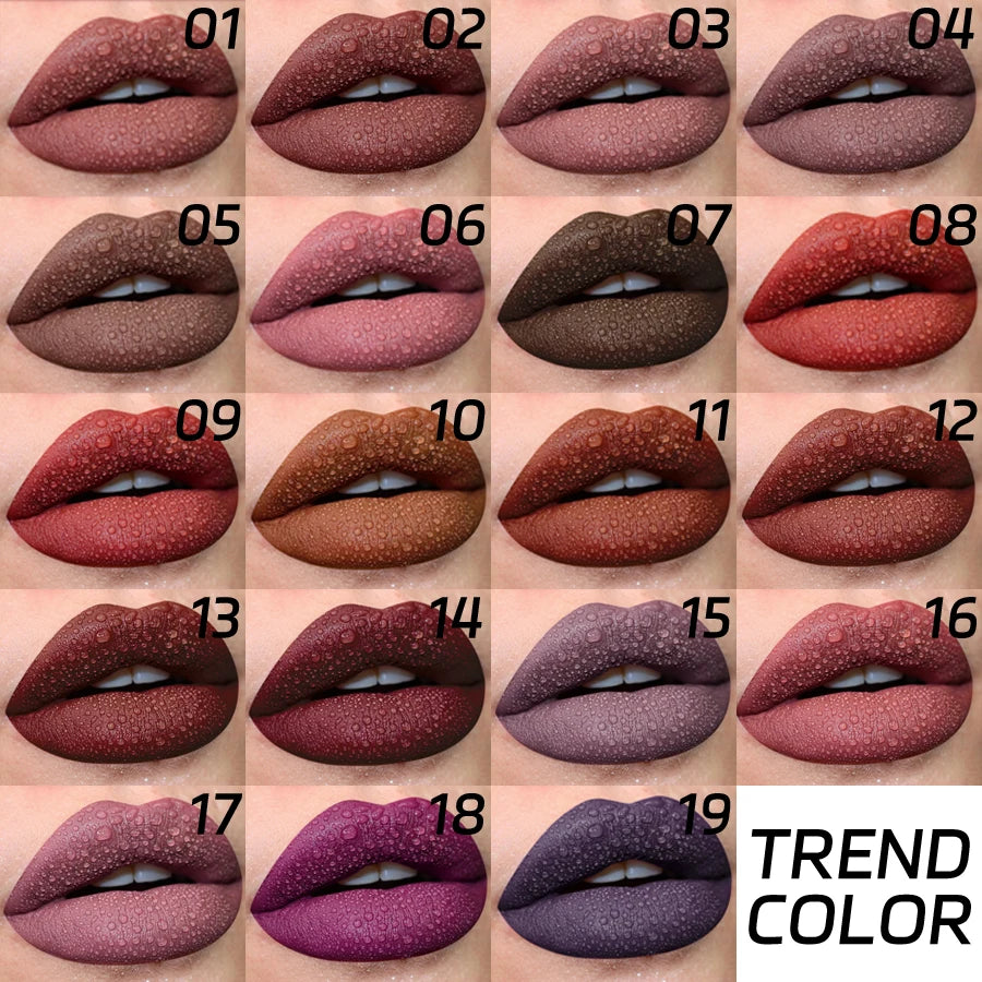 1PC Dark Brown Matte Velvet Lip Gloss Waterproof Liquid Lipstick Nude Brown Lips Korean Makeup for Lip Tint Lip Glaze Cosmetics HIP