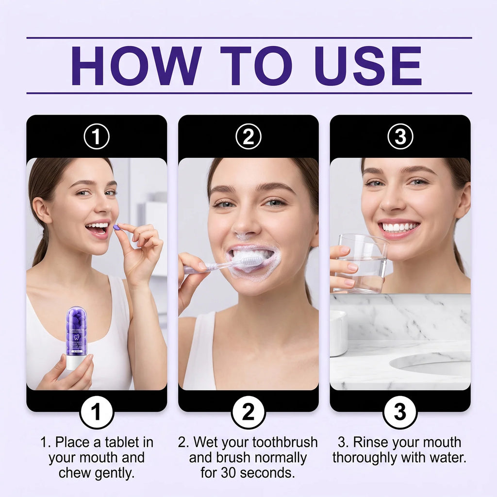 Purple Toothpaste Tablets – Brightening & Fresh Breath | 30 Tabs Toothpaste Tablets HIP