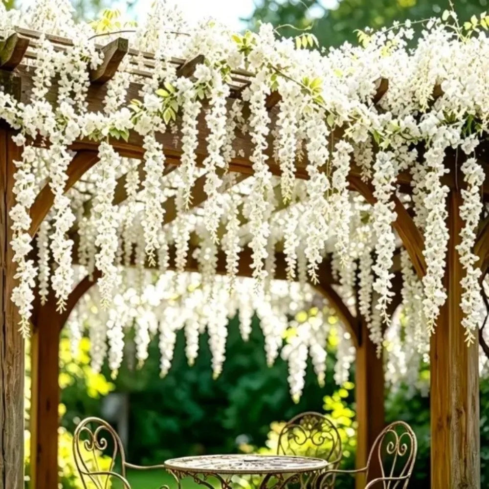 250cm Artificial White Rose Vine Garland | Faux Flower Wall Decor Artificial Flower Garland HIP