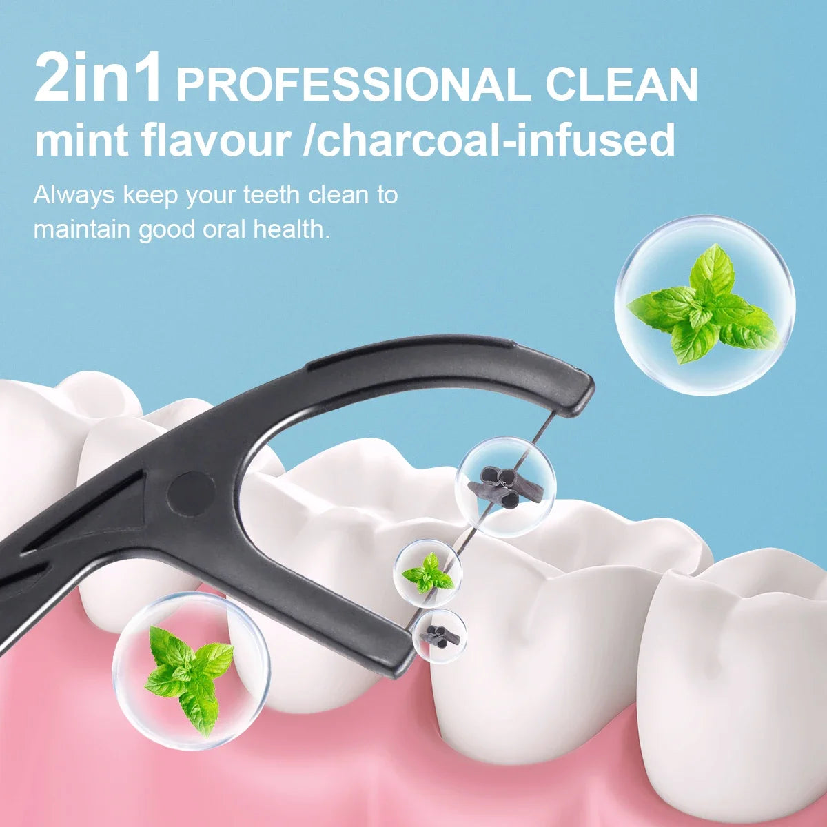 RUZOFO Bamboo Charcoal Menthol Dental Floss Picks 30–500 Pcs Dental Floss Picks HIP