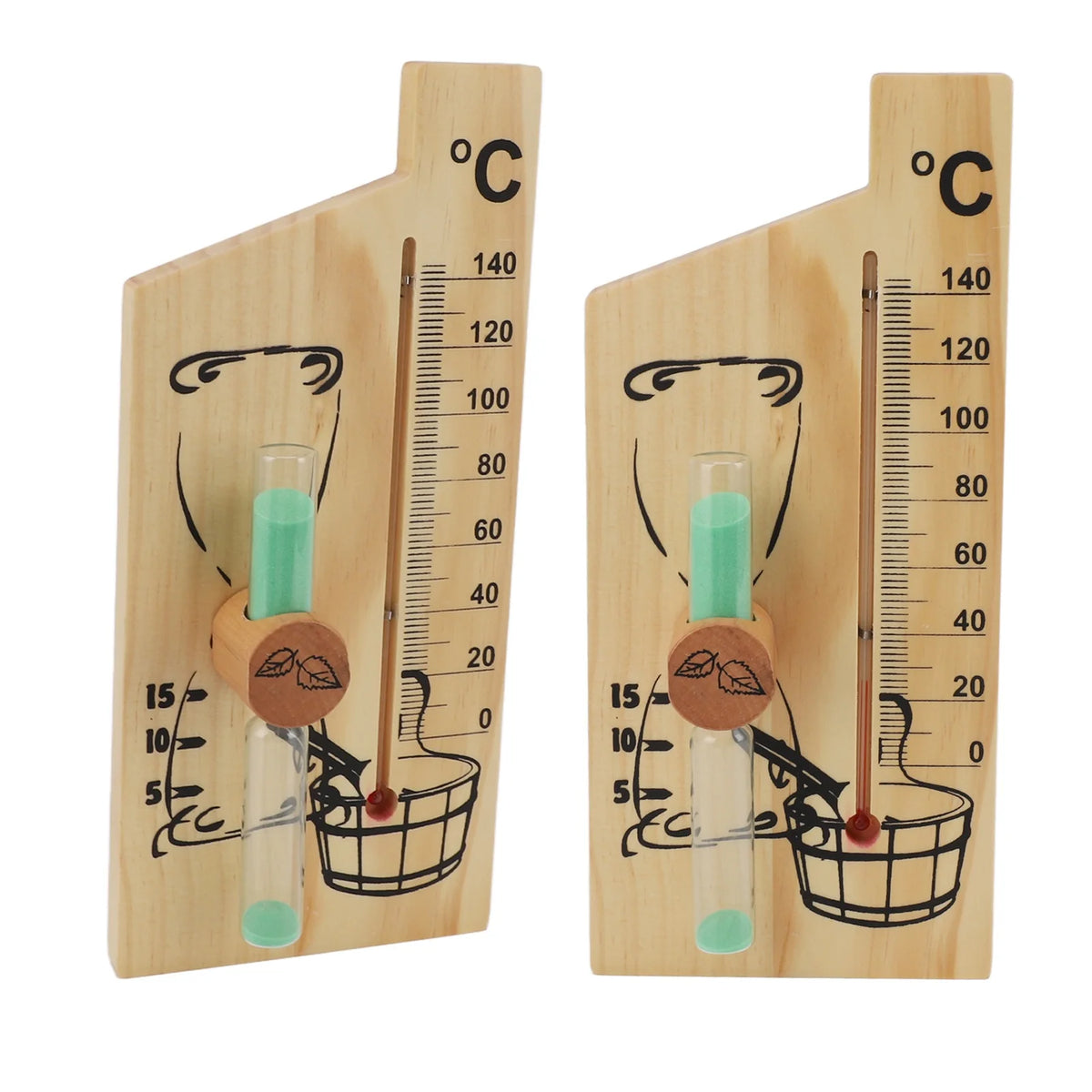 Sauna Thermometer Hourglass 0 To 140 Celsius Degree Sauna Temperature Gauge Sand Timer Golden 15 Minute Timing Wood for Hotel HIP