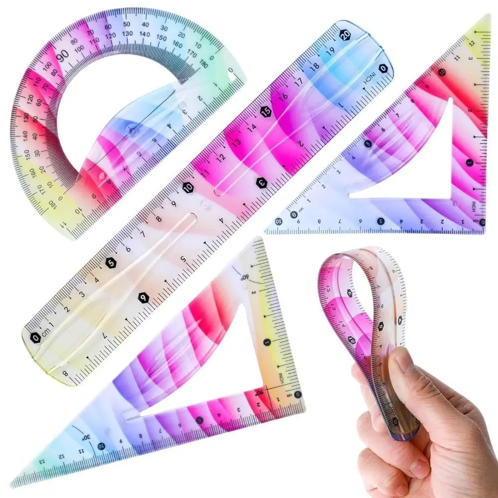 Flexible Soft Ruler Set – 4Pc Bendable 20 & 30cm Plastic Flexible Ruler Set HIP
