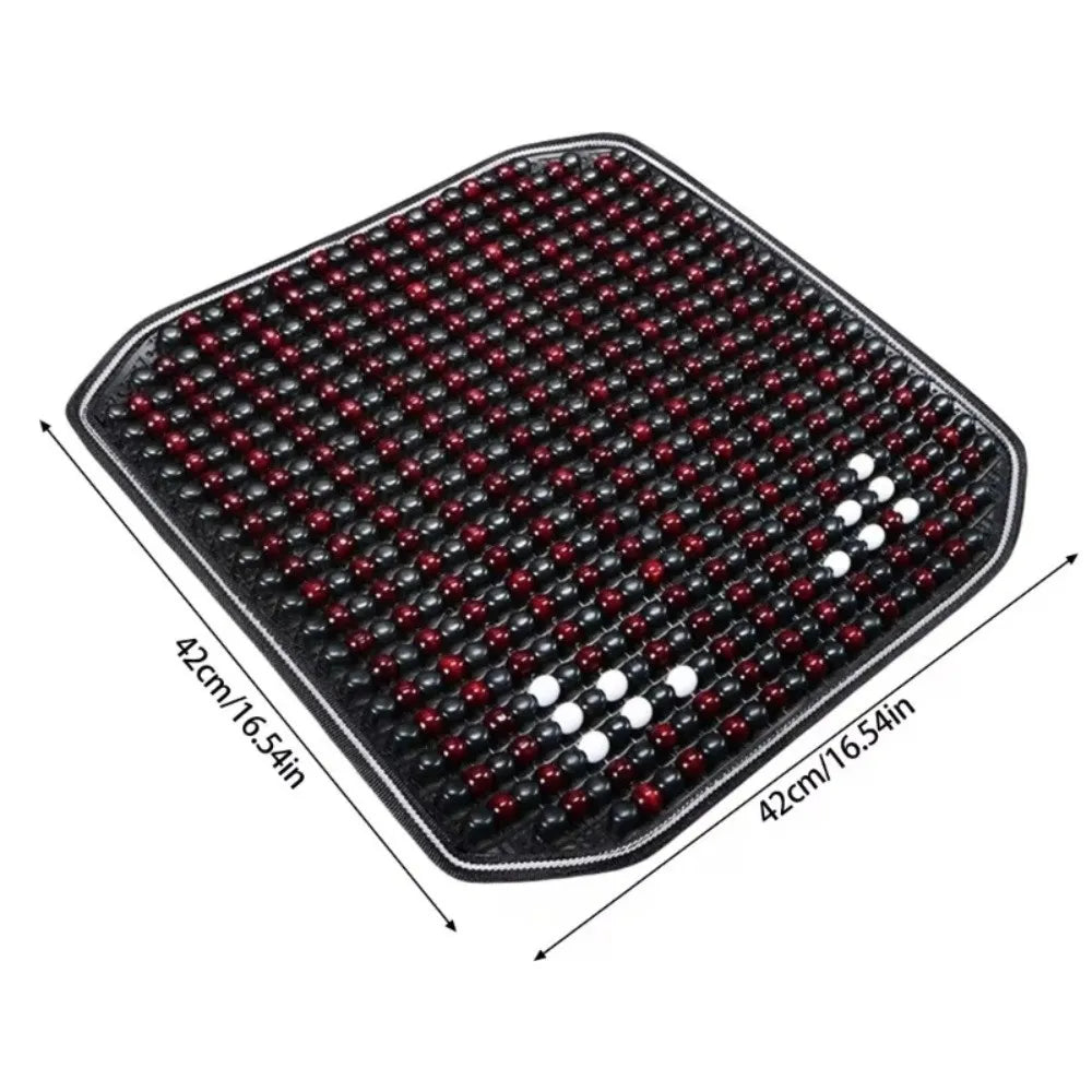 Handwoven Wooden Bead Seat Cushion 42x42cm – Non-Slip & Breathable Wooden Bead Seat Pad HIP