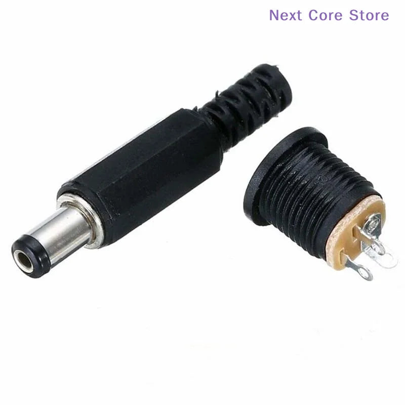 10-Pair 12V 3A DC Male Plug & Female Socket Panel Mount Kit DC Connector Kit HIP