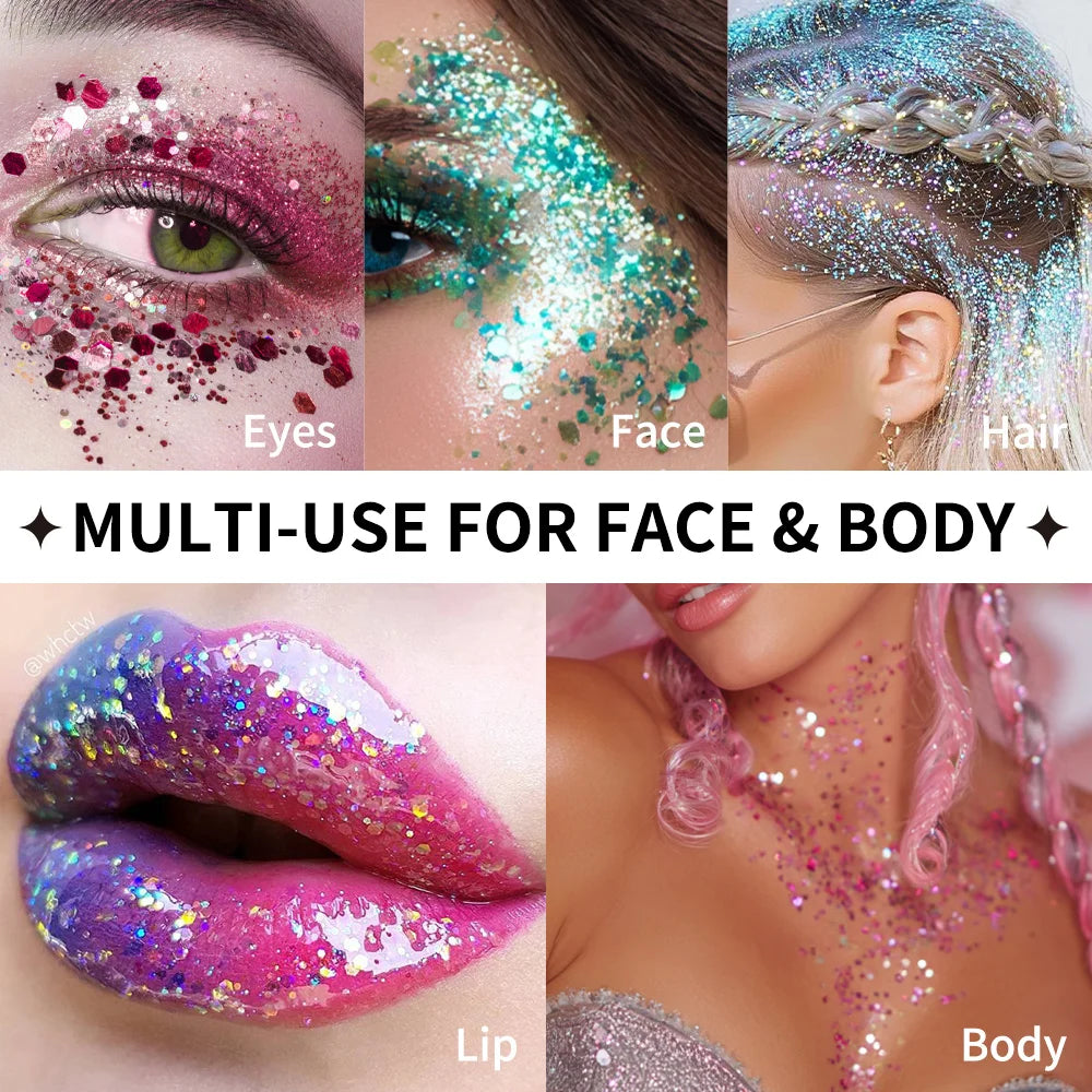 Glitter Gel Stick Sparkling Sequins Eyeshadow White Pearl Pink High Gloss Shine Face Body Paint for Halloween Party Stage Makeup HIP