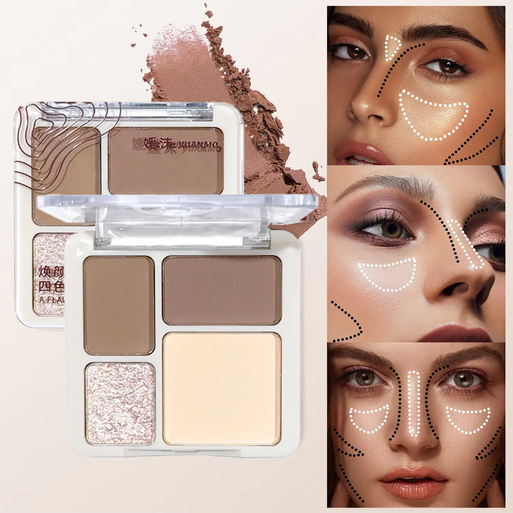 4-Color Contour & Highlighter Palette – Matte & Glow | HIP Contour Highlight Palette HIP
