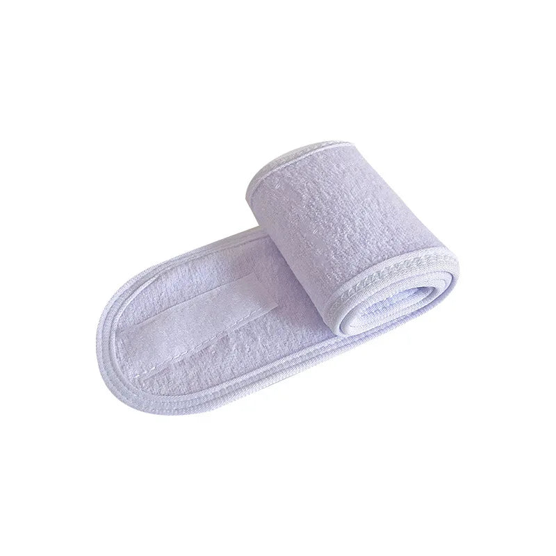 Eyelashes Extension Spa Face Headband Wrap Head Terry Cloth Headband Make Up Stretch Towel with Magic Tape Makeup Accessories HIP WHITE Chemical Fiber
