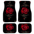 Red Rose Print Rubber Car Floor Mats – 4-Piece Anti-Slip Set Car Floor Mats HIP 1 one size