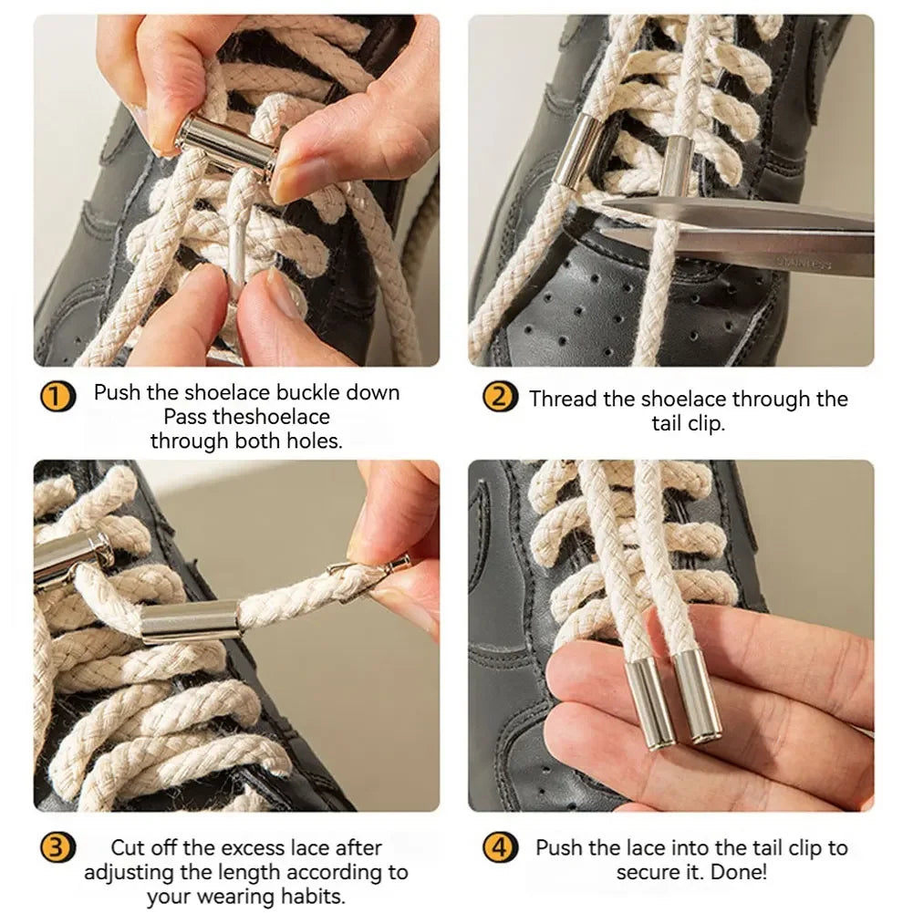 Lazy Quick Tie Shoelace Accessories Sturdy Metal Capsule Buckle Connector 1 Pair For Shoes Sneakers HIP