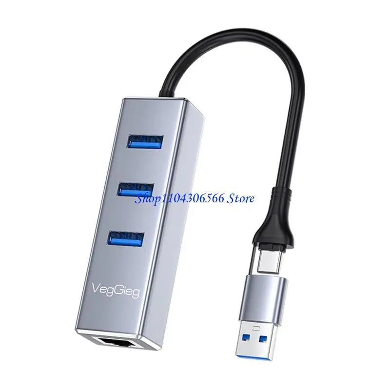 USB-C & USB-A to RJ45 Gigabit Ethernet Adapter Hub Ethernet Adapter Hub HIP