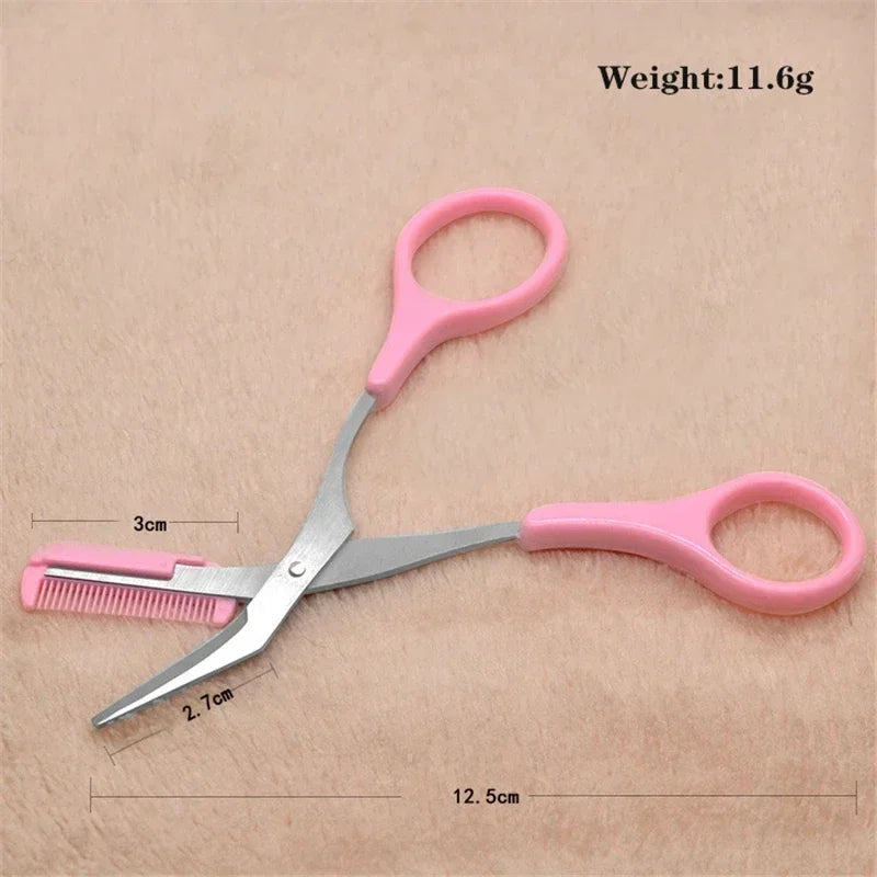 1pcs Eyebrow Trimmer Scissors Comb Eyelash Hair Scissors Clips Shaping Eyebrow Razor Grooming wenkbrauw trimmer 5 Color HIP
