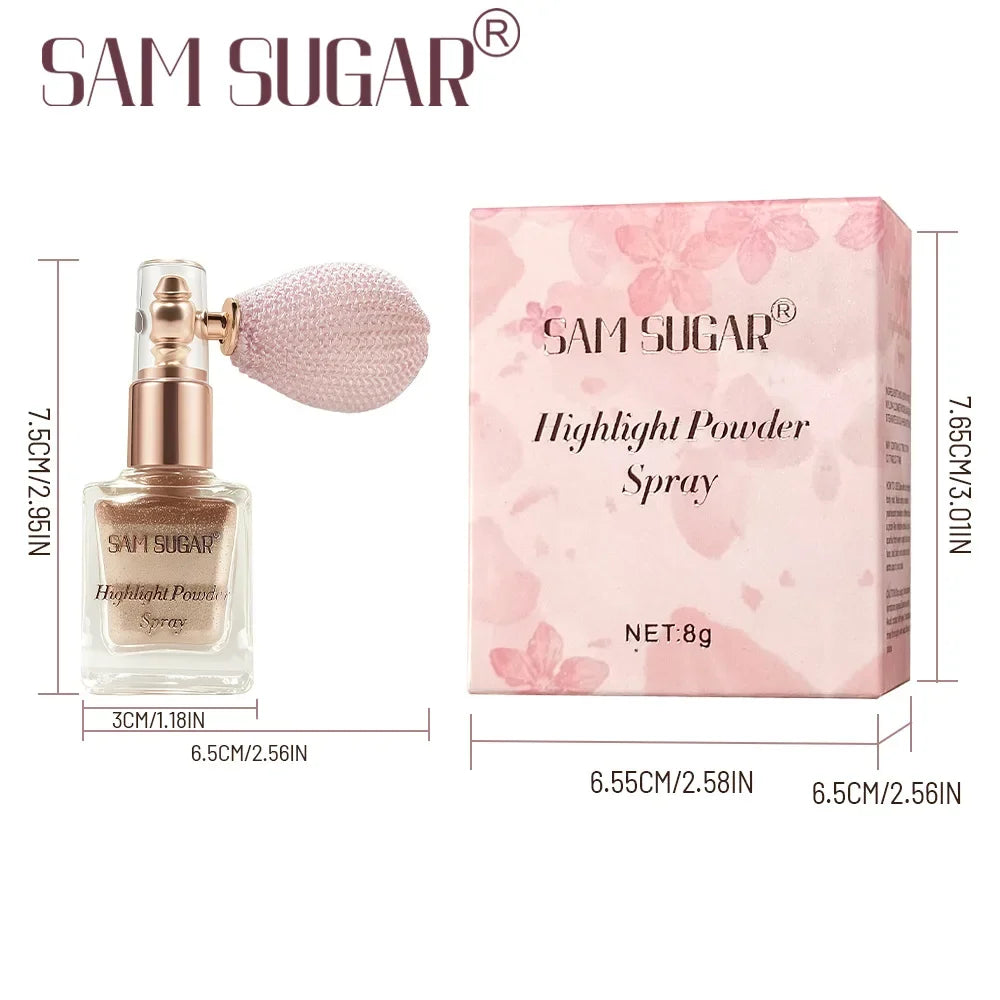 SAM SUGAR Fine Glitter Highlighter Spray – Face & Body Shimmer Highlighter Spray HIP