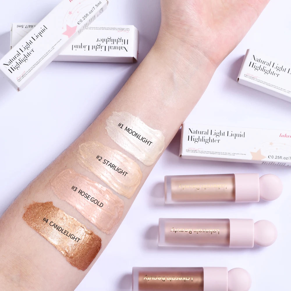 4Color Face Liquid Highlighter Bronzer Contouring Highlight Fluid Makeup Face Shimmer Shine High Lighter Iluminador Maquillaje HIP