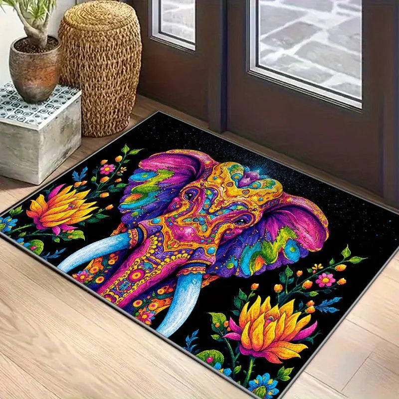 Retro Elephant Anti-Slip Floor Mat – Easy Clean & Durable Decorative Floor Mat HIP 4 40x60cm-Felt