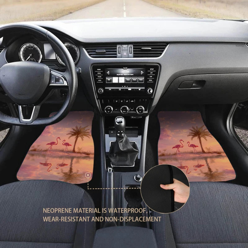 4-Piece Tropical Flamingo Car Floor Mats – All-Weather Universal Car Floor Mats HIP