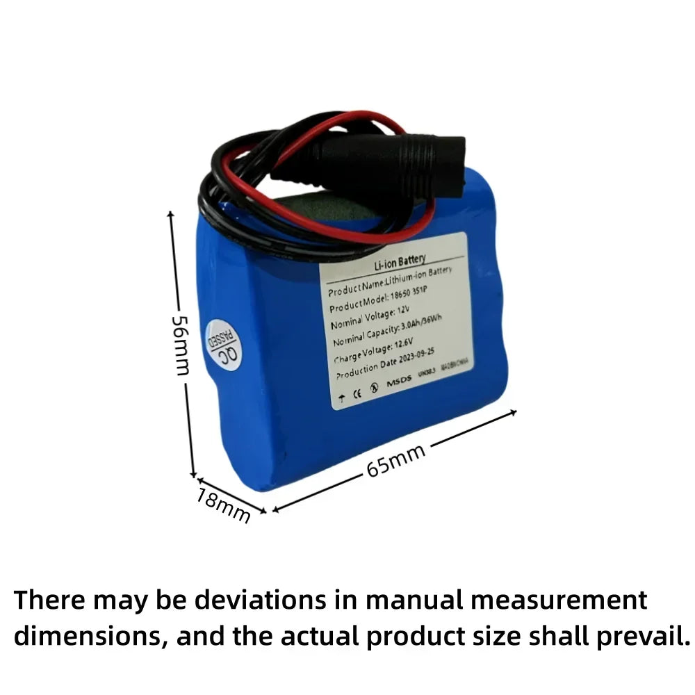 12V 3000mAh 18650 Li-Ion Battery Pack + 12.6V Charger Lithium Battery Pack HIP
