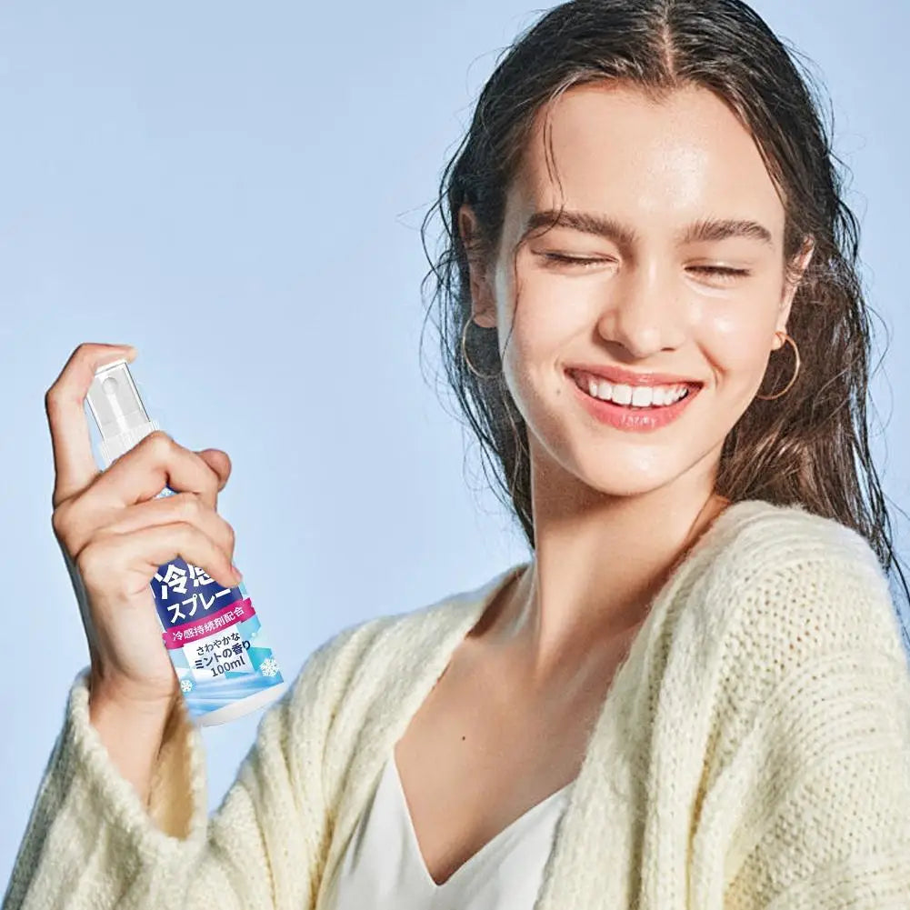 100ml Summer Cooling Spray Portable Ice Feeling Clothing Training Relief Long-lasting Hydrating Cool Spray For Face& Body Bottle HIP