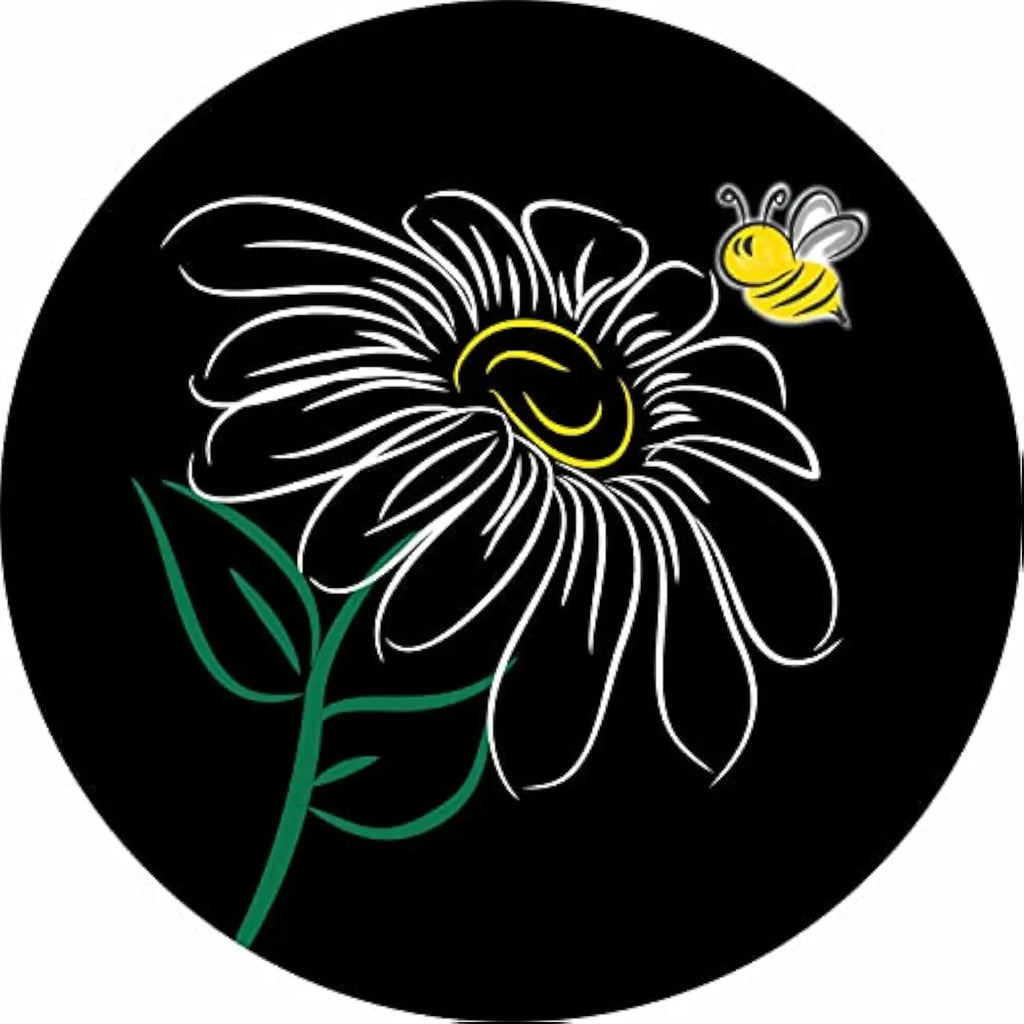 Daisy Flower & Bee Spare Tire Cover – Polyester RV SUV Spare Tire Cover HIP Acquiesce 15 in
