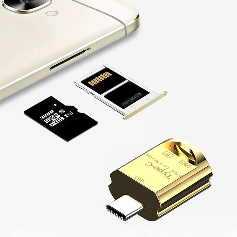 USB-C OTG Card Reader – Micro SD TF & USB Adapter | OULLX USB-C Card Reader HIP