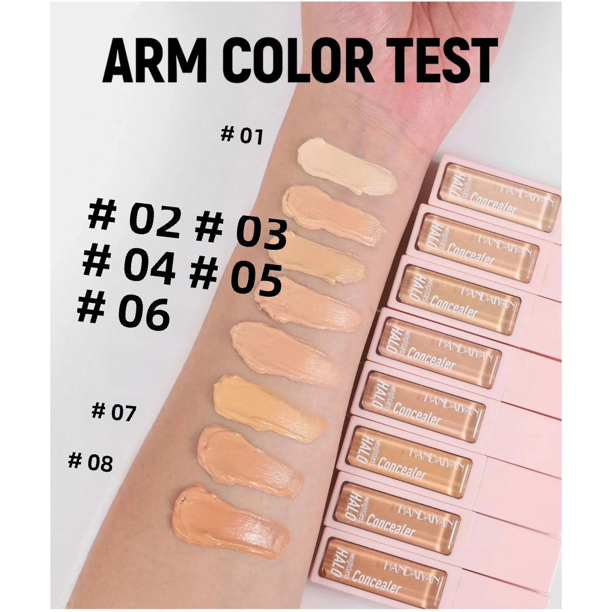 Handaiyan Matte Liquid Concealer – 8 Shades, Full Coverage Liquid Concealer HIP