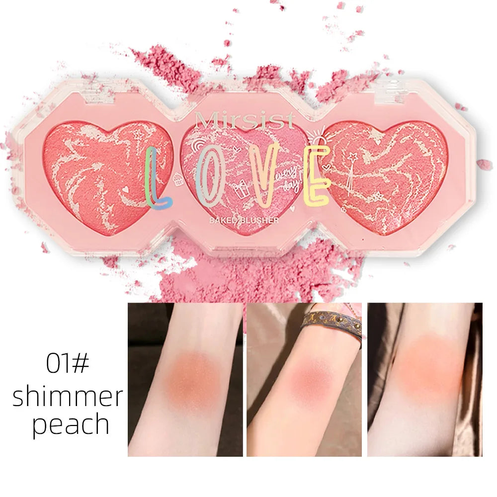 3-Color Blush Palette – Cream Highlighter & Contour Kit Blush & Highlight Palette HIP 01 shimmer peach