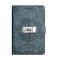 A5 Password Lock Notebook – 200-Page PU Leather Retro Diary Password Lock Notebook HIP Blue