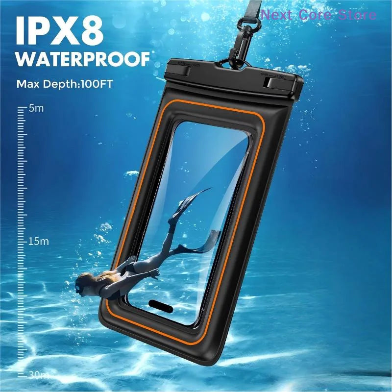 Floating IPX8 Waterproof Phone Pouch with Lanyard – Up to 7" Waterproof Phone Pouch HIP