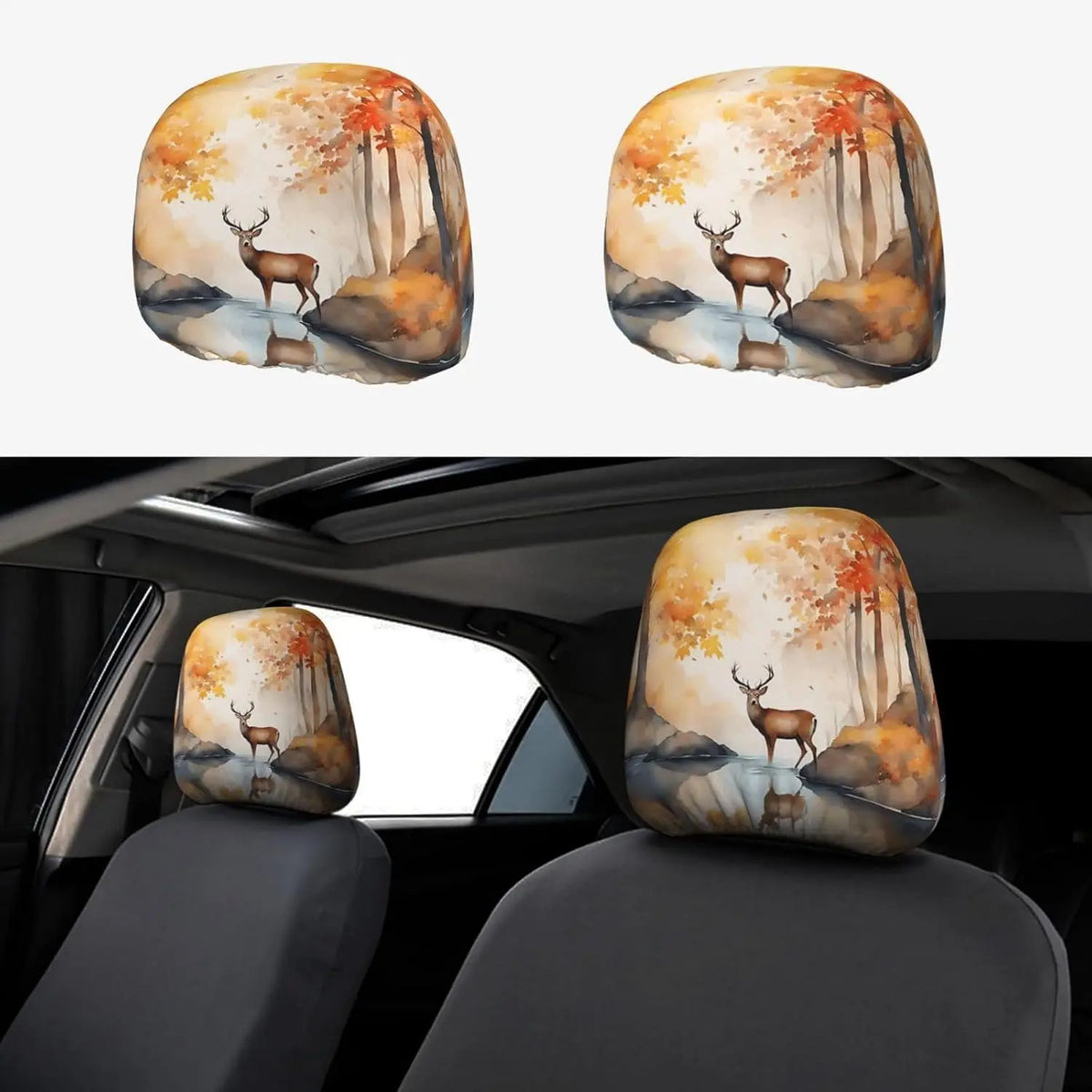 Funny Car Headrest Covers Set – 2 Pcs Full-Print Design | HIP Car Headrest Cover Set HIP