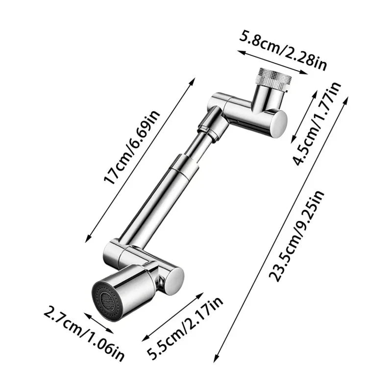 1080° Swivel Faucet Aerator Extender – 2 Spray Modes Faucet Aerator Extender HIP Silver