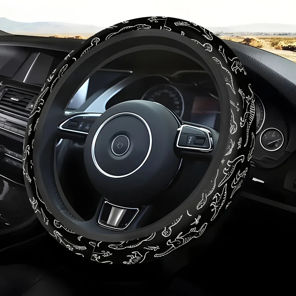 Dinosaur Pattern Steering Wheel Cover – Soft & Breathable Steering Wheel Cover HIP