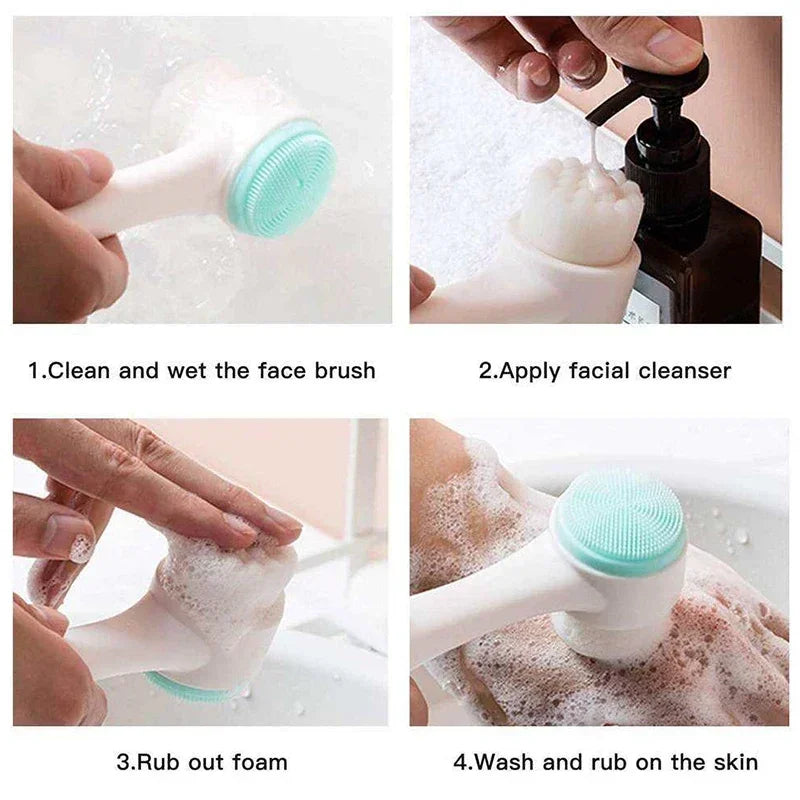 Double-Sided 3D Silicone Facial Cleansing & Exfoliating Brush Facial Cleansing Brush HIP
