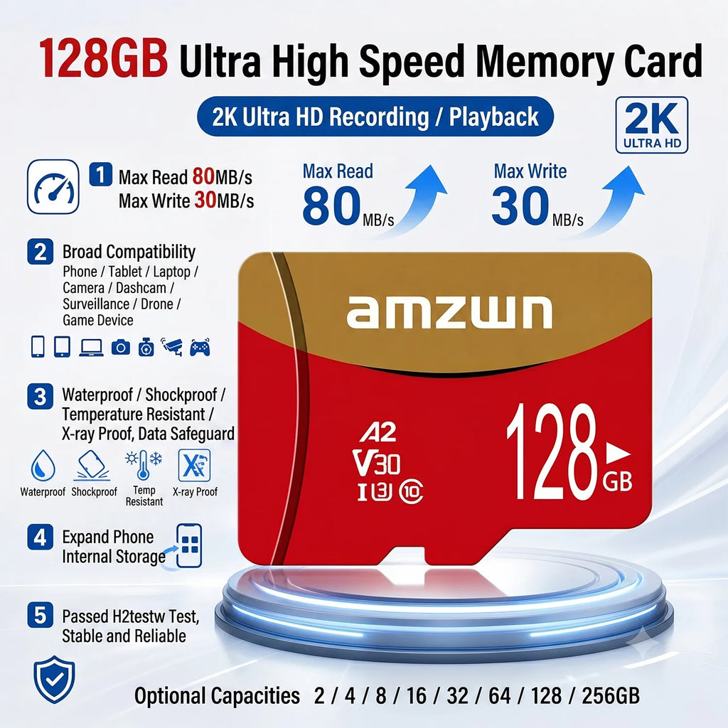 128GB Micro SD Card Class 10 V30 A2 U3 High-Speed TF Card Micro SD Memory Card HIP
