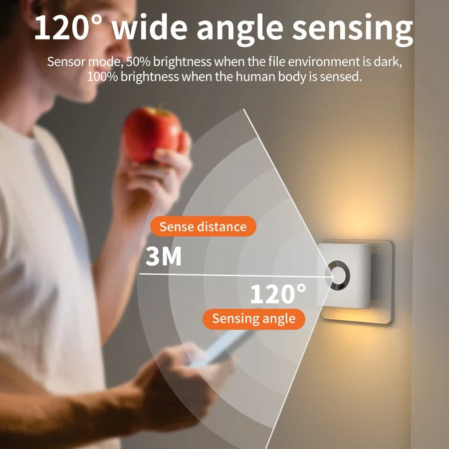 AC 220V LED Night Light With EU Socket Motion Sensor Wall Lamp Bedside Ambient Light For Bedroom Corridor Bathroom Hallway Stair HIP