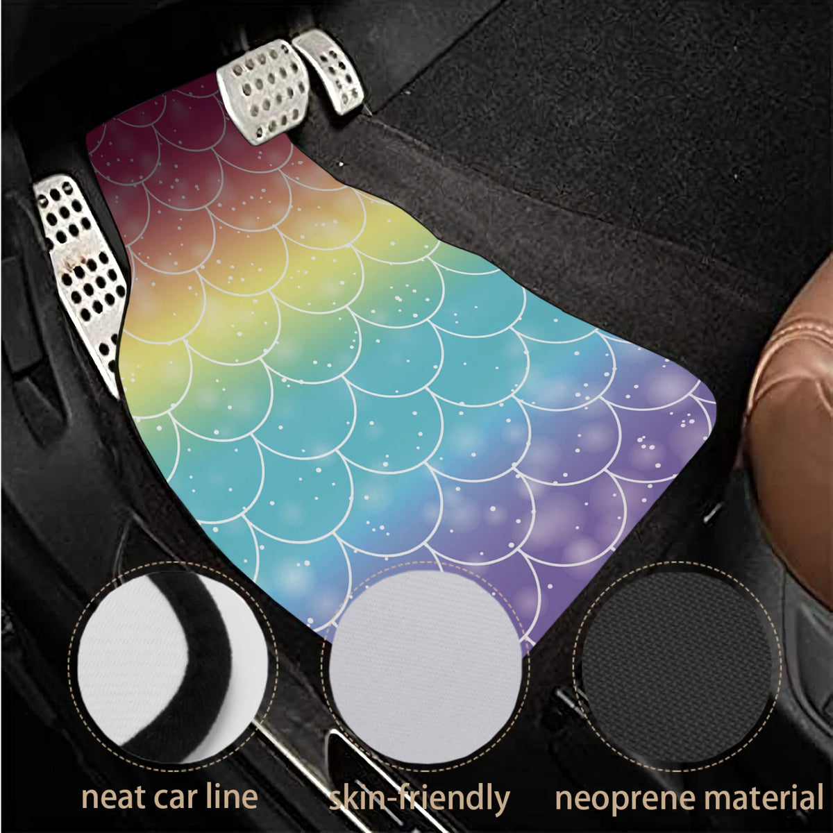 Rainbow Mermaid Scale Car Floor Mats 4-Piece All-Weather Set Car Floor Mats HIP
