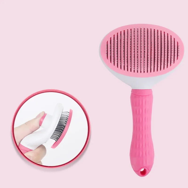 Cat Anti-Slip Grooming Brush & Needle Comb | Hair Removal Cat Grooming Comb HIP C791-Pink 1pcs