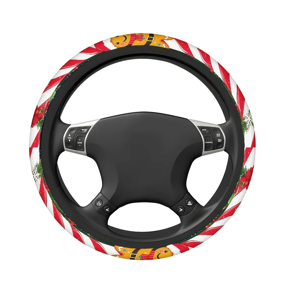 Christmas Gingerbread Man Steering Wheel Cover | Dark Green Steering Wheel Cover HIP