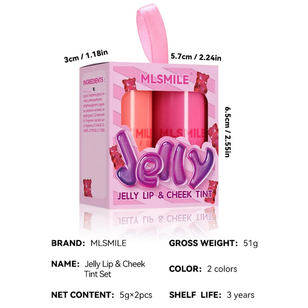 MLSMILE 2-in-1 Jelly Blush & Lip Tint Stick Set – 2 PCS Jelly Blush Tint Set HIP