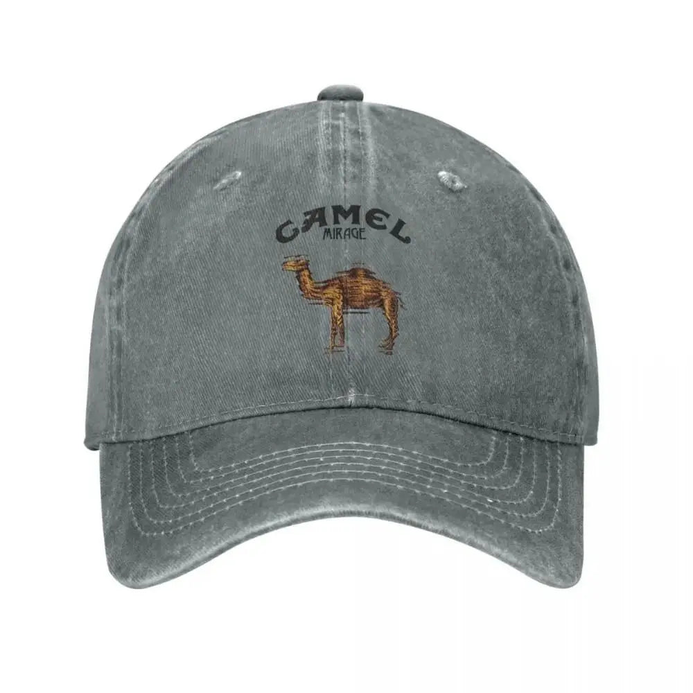 Retro Camel Print Baseball Cap – Adjustable Washed Cotton Dad Hat Baseball Cap HIP