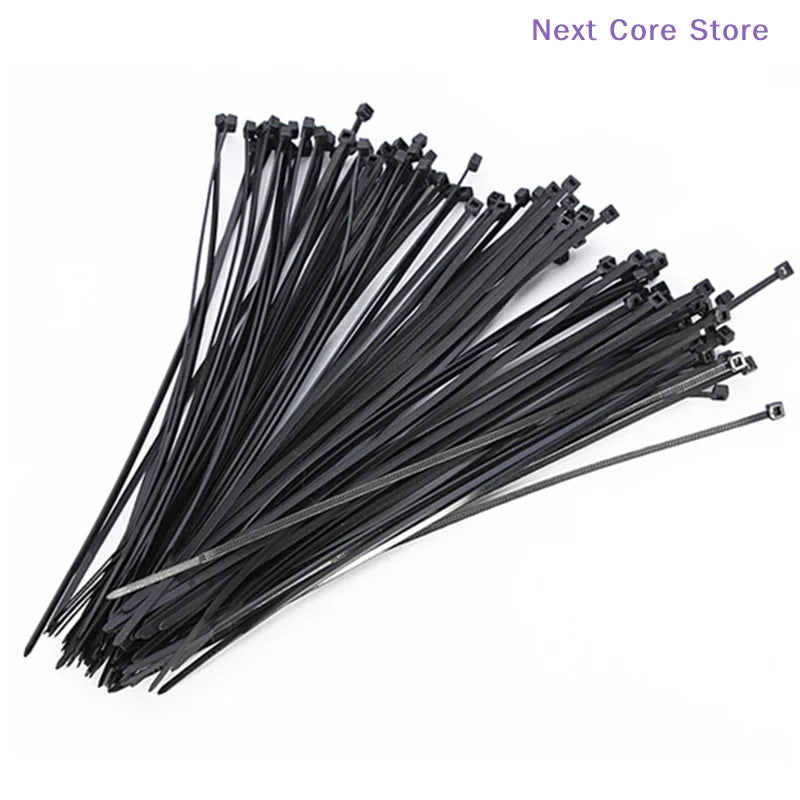 100-Pack Black Nylon Zip Cable Ties 10cm Self-Locking Cable Zip Ties HIP
