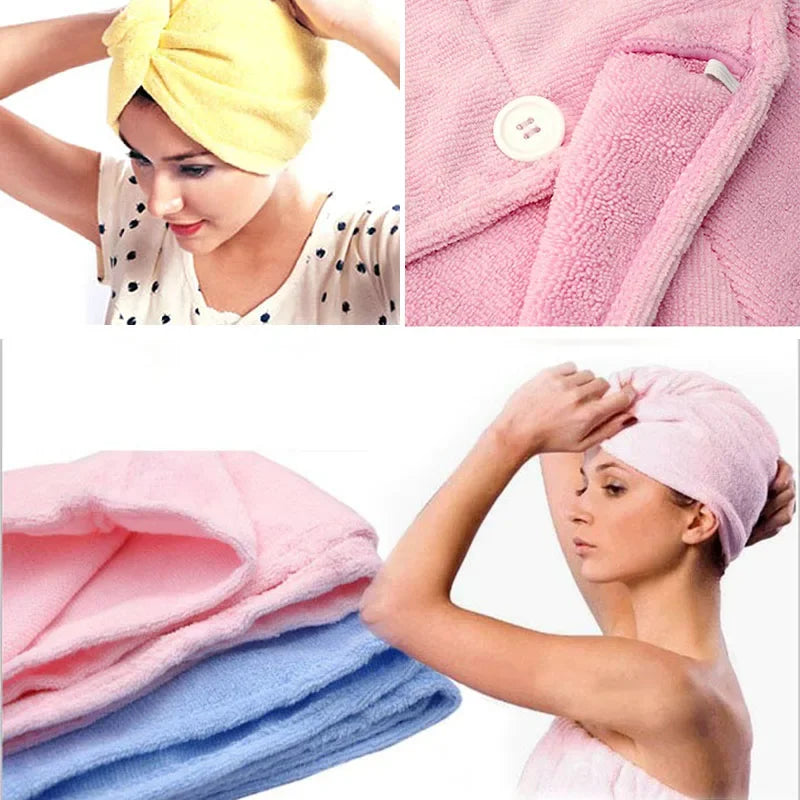 Women Long Hair Quick-Dry Hair Towel Soft Microfiber Towels Shower Cap Towel Bath Hats for Women Dry Hair Cap Lady Turban Head HIP