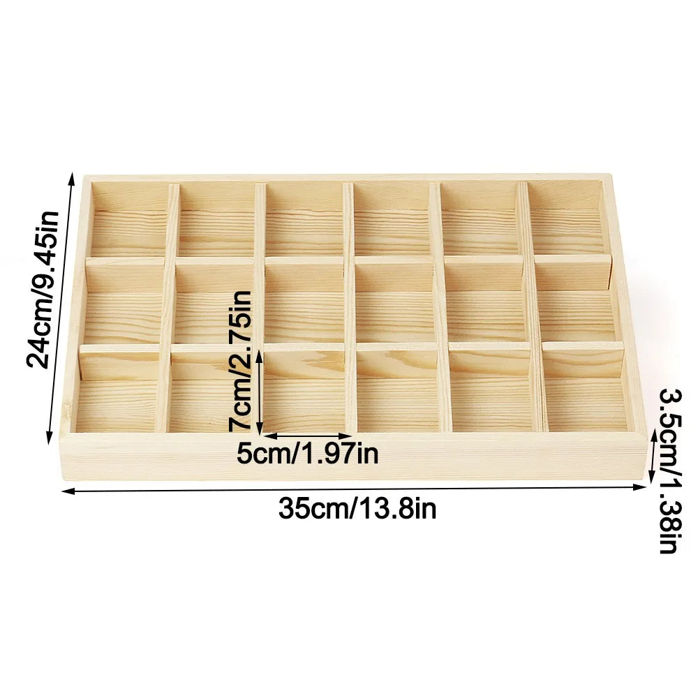 Wooden Multi-Grid Stackable Jewelry Display Tray & Organizer Jewelry Display Tray HIP L-18grids