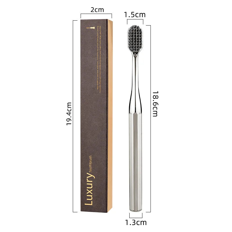 Soft Toothbrush Men Women Adult Tooth Brush Gold Silver Dental Brushes Elegance Gentle Toothbrushes Drop Shipping HIP Silver Black