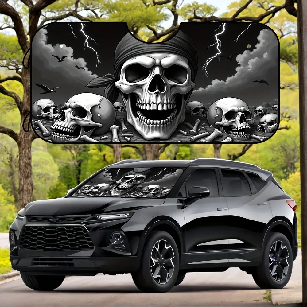 Pirate Skull Car Windshield Sunshade – UV & Heat Protection Car Windshield Sunshade HIP 1-M