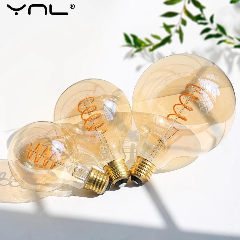 YNL E27 LED Filament Vintage Edison Bulb 4W – A60 ST64 G95 LED Filament Bulb HIP