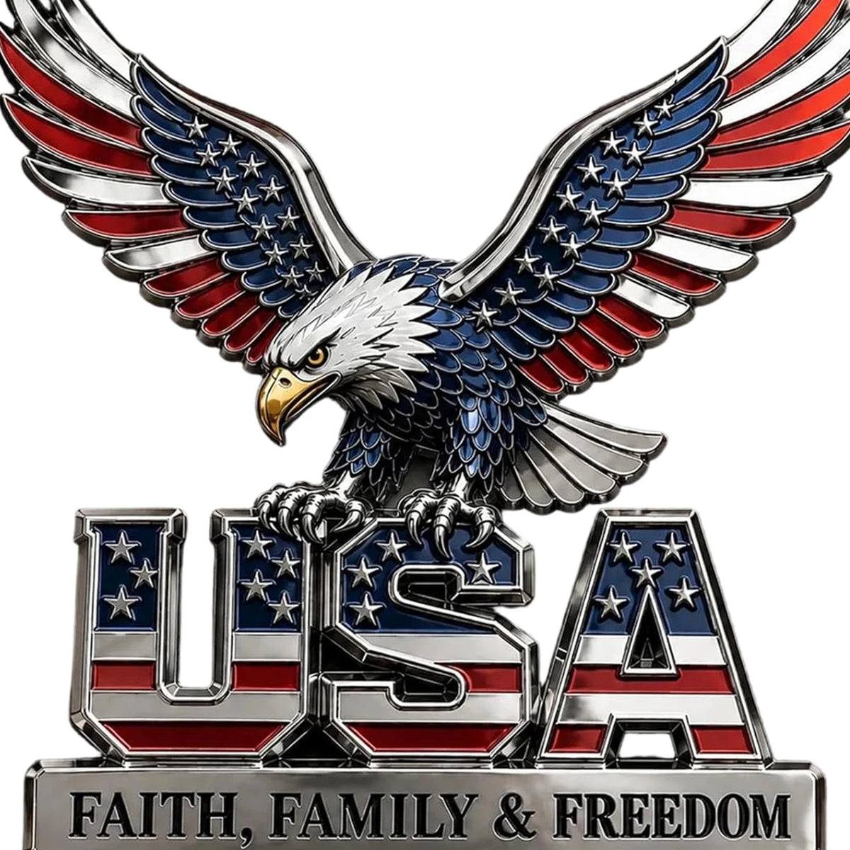 3D Metal US Army Veteran Car Emblem – Eagle & Flag Badge Vehicle Emblem Badge HIP