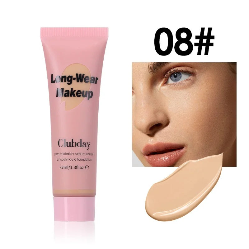 10 Colors Long Wear Liquid Foundation Waterproof Matte Makeup Base Full Coverage Pore Minimizing Creamy Foundation Face Makeup HIP 08