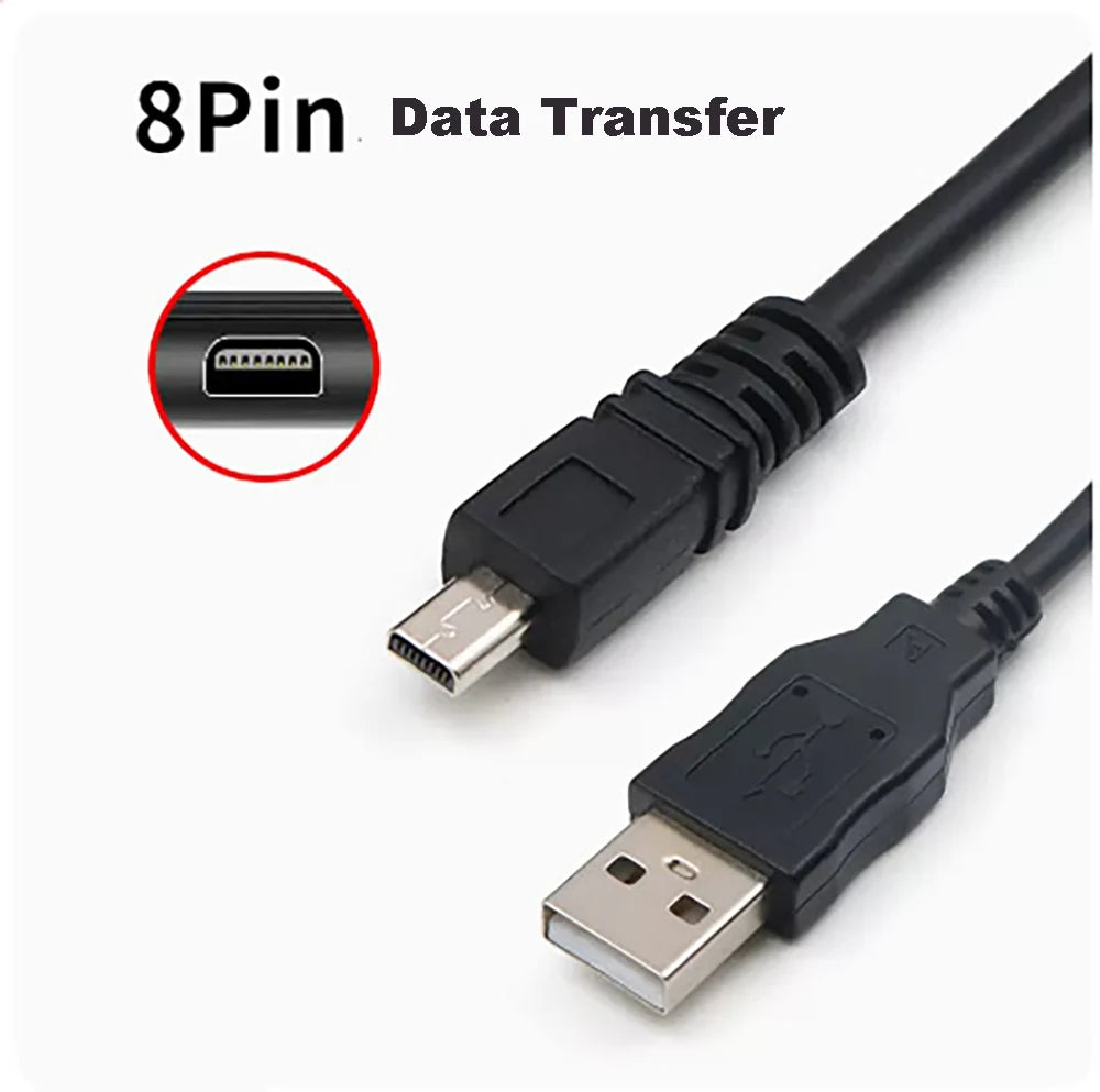 USB Mini 8-Pin Data & Charging Cable for Digital Cameras Camera USB Cable HIP