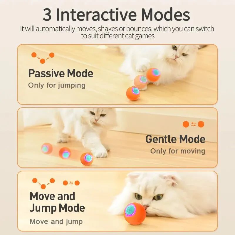 ROJECO Smart Cat Toys Interactive Cat Bouncing Ball Automatic Rolling Ball Training 360° Auto-Rotating Electric Toy For Dog Pet HIP