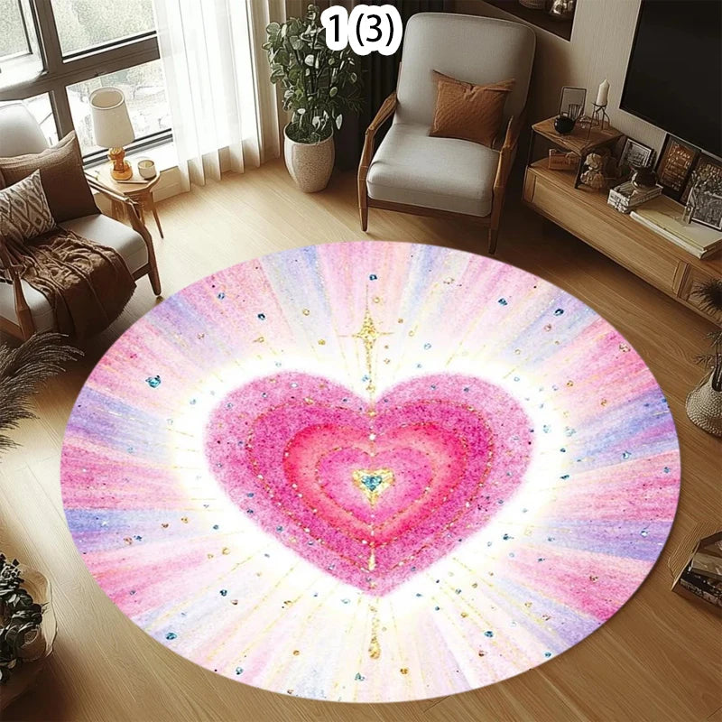 Round Colorful Heart Swirl Area Rug – High-Def Print | HIP Round Area Rug HIP 4 120X120CM